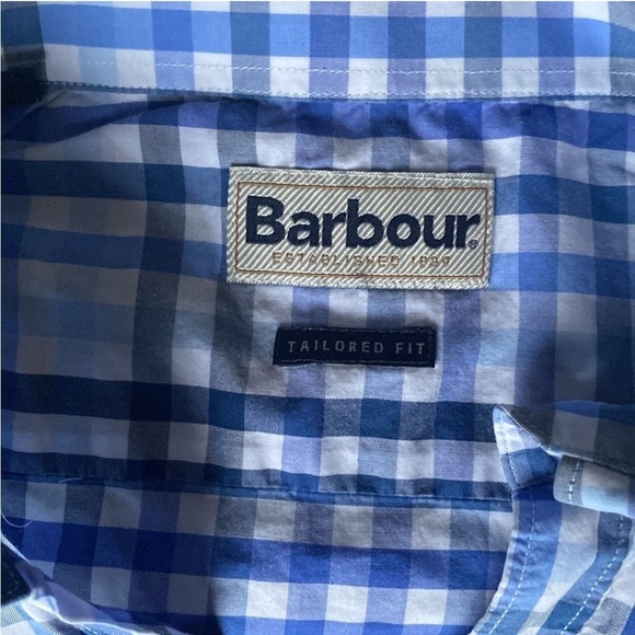 Barbour Short Sleeve Cotton Plaid Button Down Size M - Picture 7 of 13
